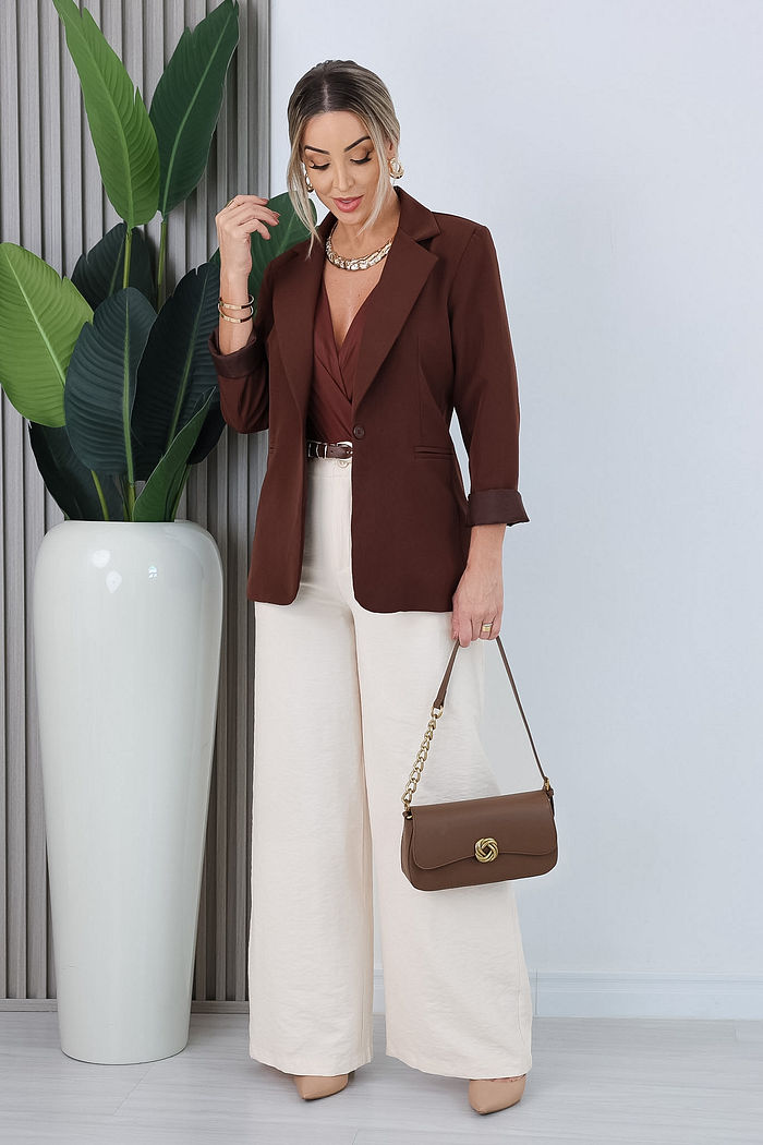 BLAZER ALFAIATARIA FERNANDA - MARROM CAFÉ