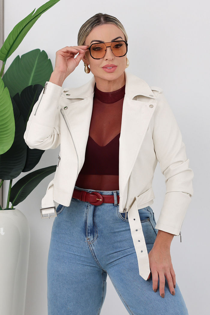 JAQUETA COURO ECO DOMINIQUE - OFF