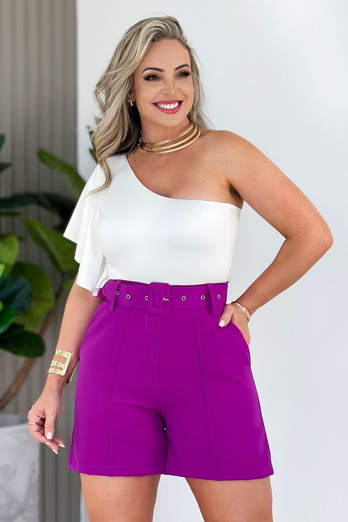SHORT ALFAIATARIA C/ CINTO PAULA - FUCSIA