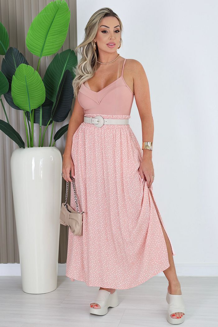 SAIA LONGA C/ FENDA ELZA - FUNDO ROSE