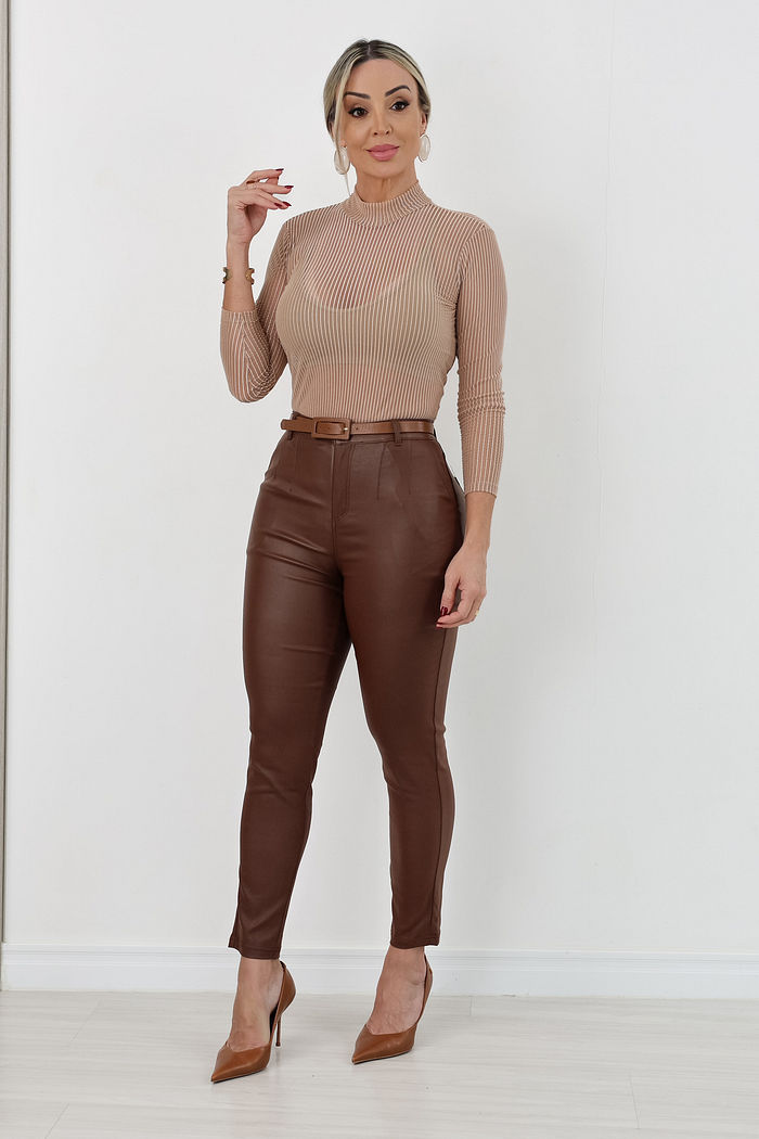 CALÇA RESINADA NATALI - MARROM