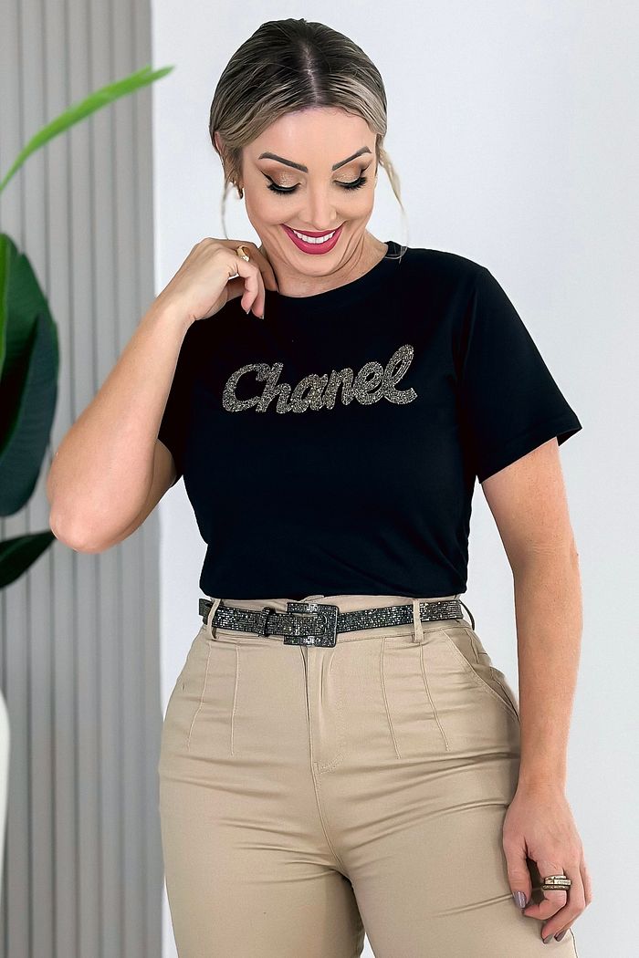 T-SHIRT MANGA CURTA DAMARIS - PRETO