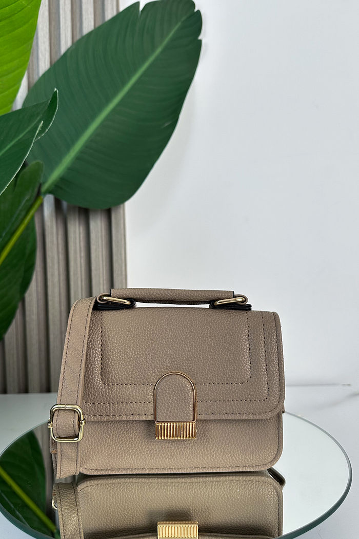 BOLSA COURO ECO AURORA MINI - BEGE ESCURO