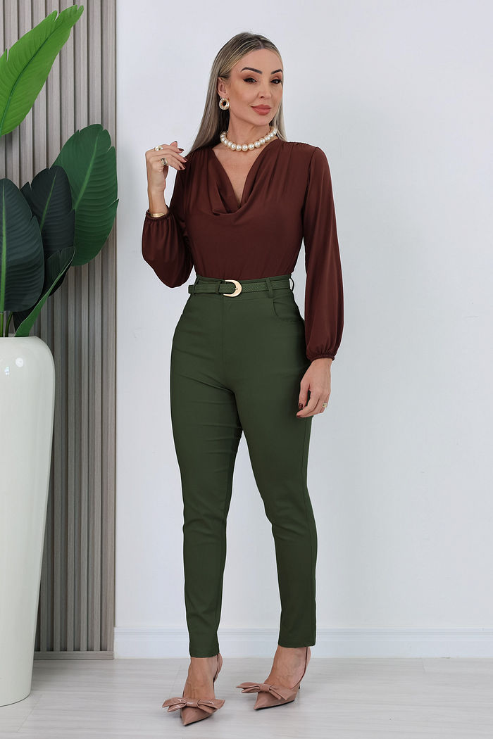 CALÇA SARJA JOSIANA - VERDE MILITAR