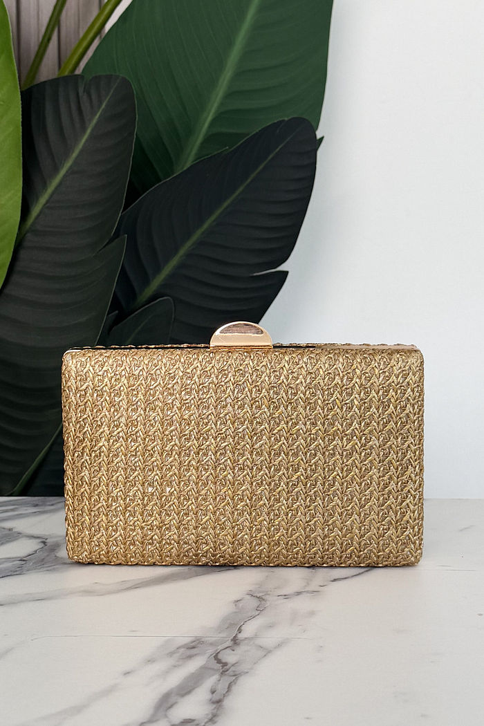 BOLSA CLUTCH PALHA C/ DOURADO REBECA
