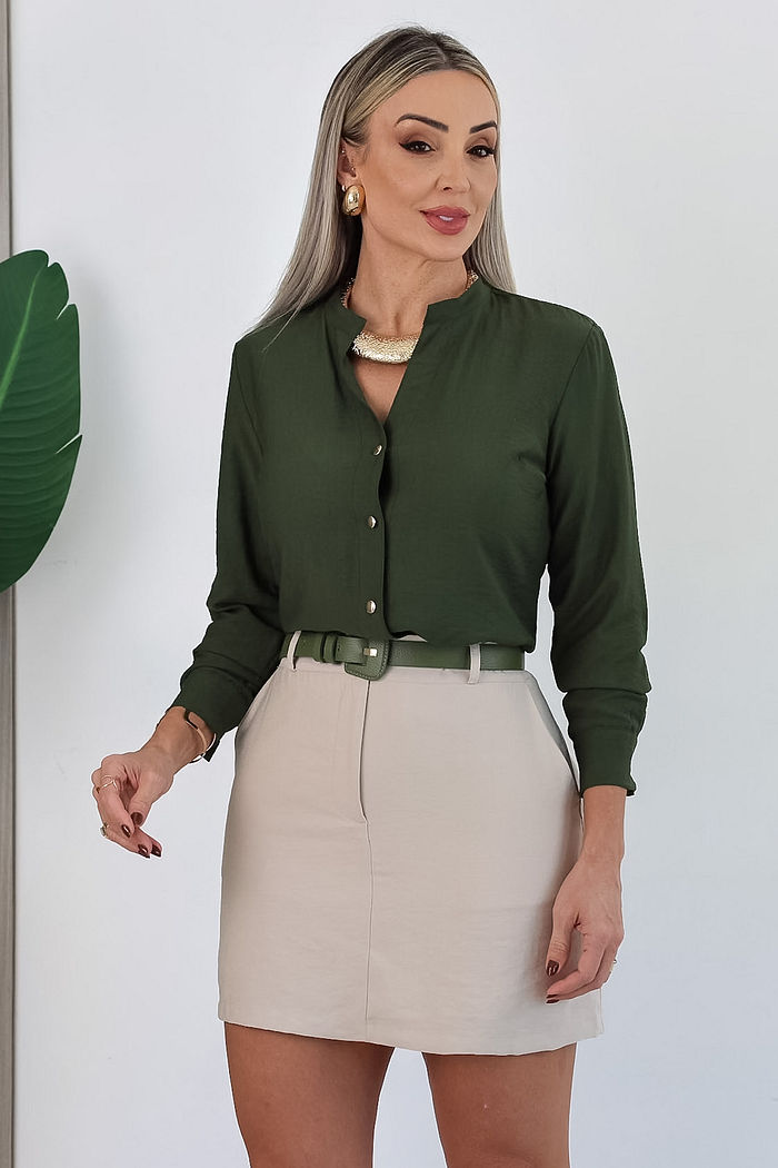 CAMISA MANGA LONGA ROSANA - VERDE MILITAR