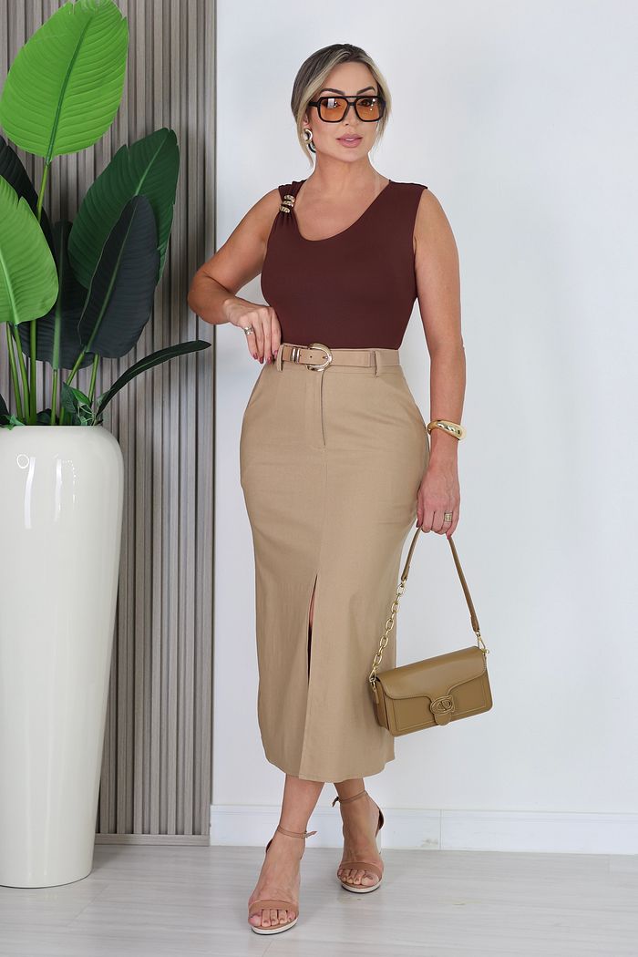 SAIA MIDI VISCOLINHO VITÓRIA - BEGE MÉDIO