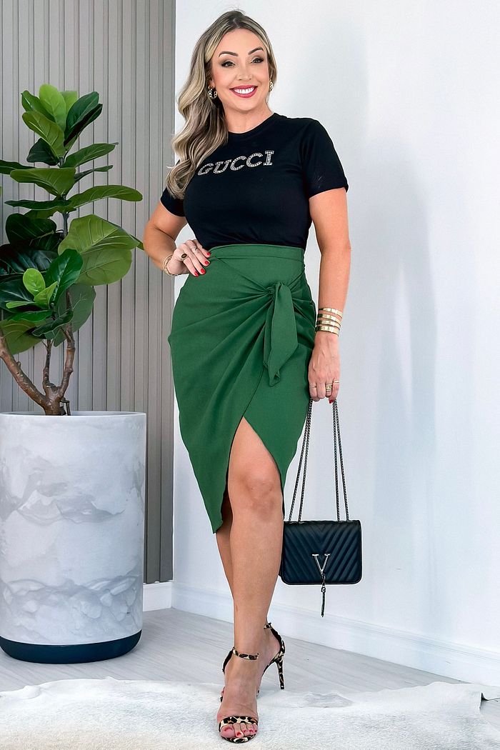 SAIA DE LINHO C/ AMARRAÇÃO NAIM - VERDE ESCURO