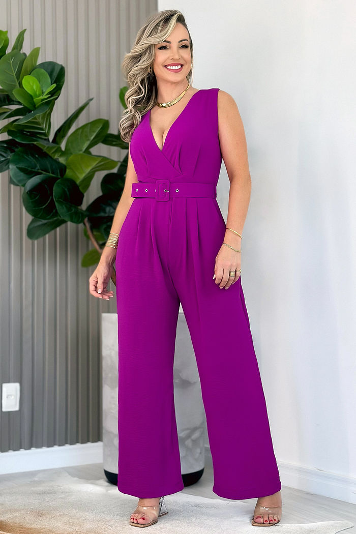 MACACÃO PANTALONA YASMIN - FUCSIA