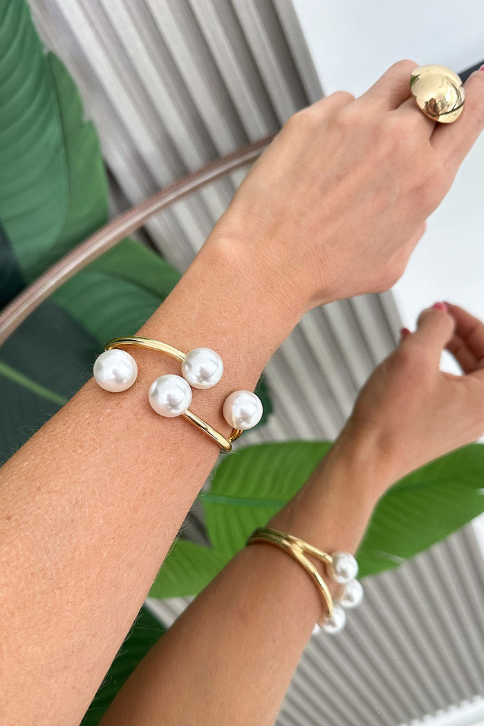 BRACELETE DOURADO PÉROLAS MILEIDE