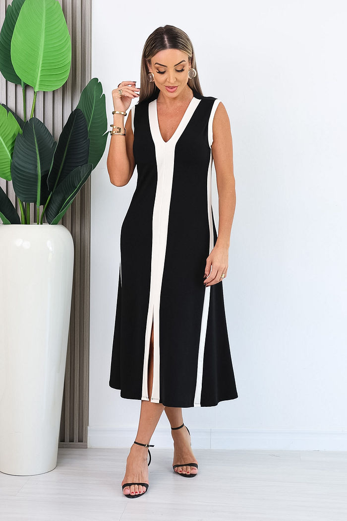 VESTIDO LONGUETE SIMARA - PRETO