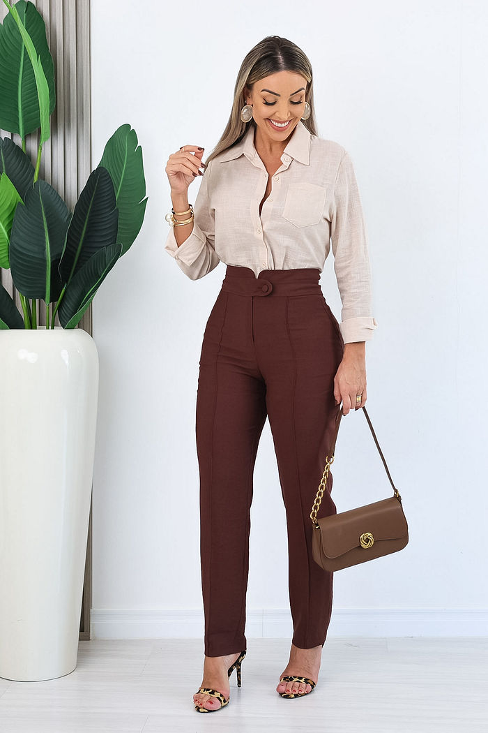 CALÇA ALFAIATARIA PAMELA - MARROM CAFÉ