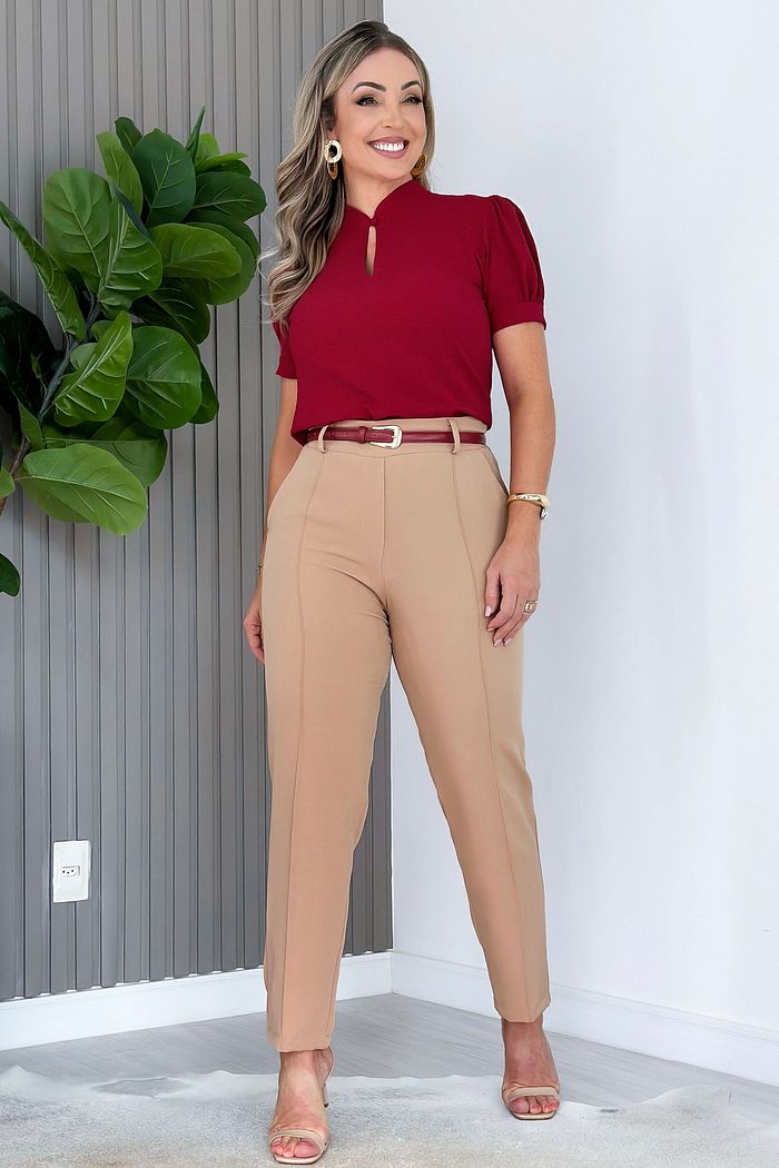 CALÇA  ALFAIATARIA TAMI - BEGE ESCURO