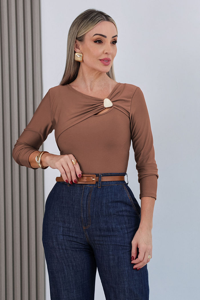 BLUSA MANGA LONGA OLGA - CARAMELO