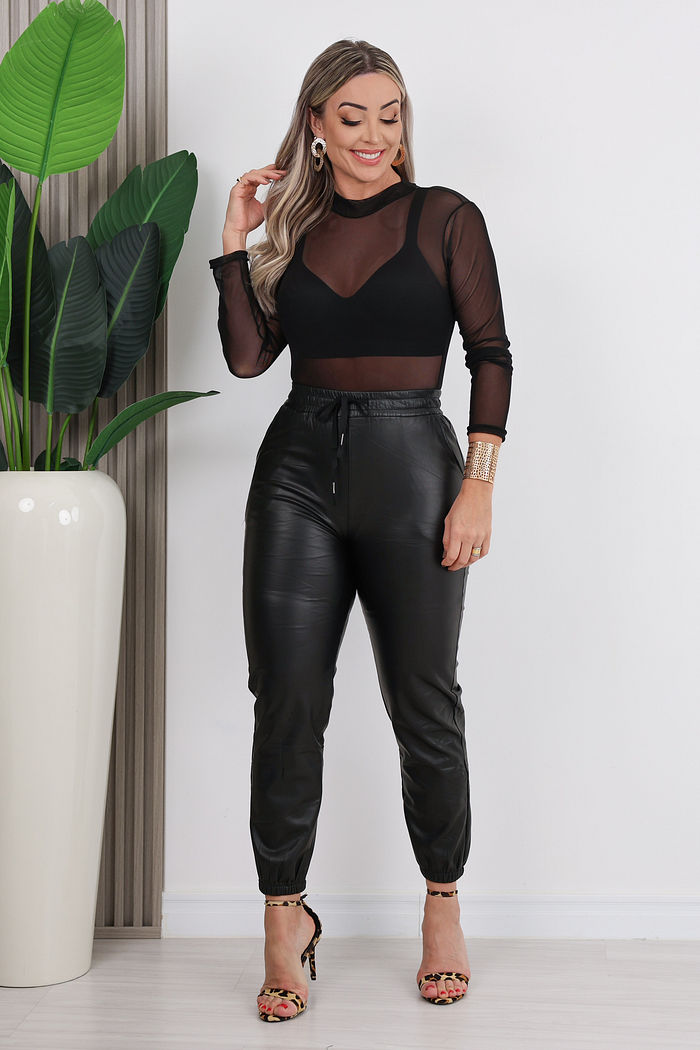 CALÇA COURO ECO JOGGER CLEUZA