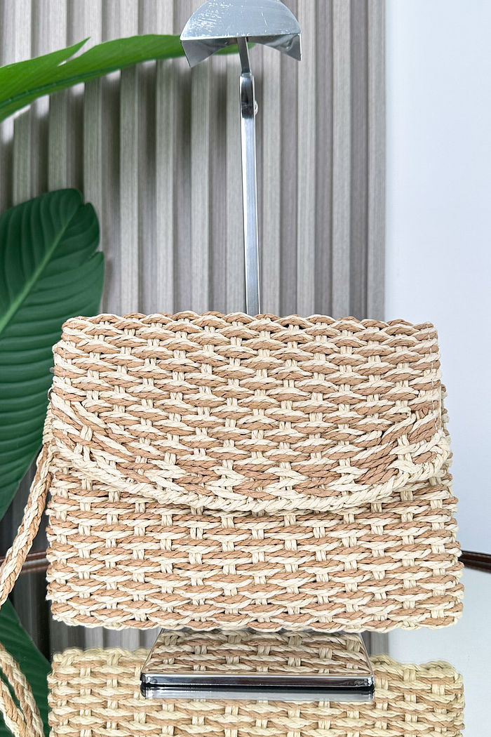 BOLSA CLUTCH PALHA CAMILA - BEGE MÉDIO