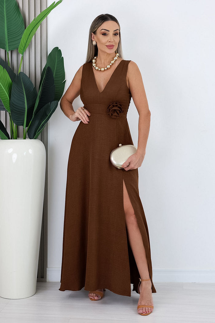 VESTIDO LONGO VIRGINIA - MARROM