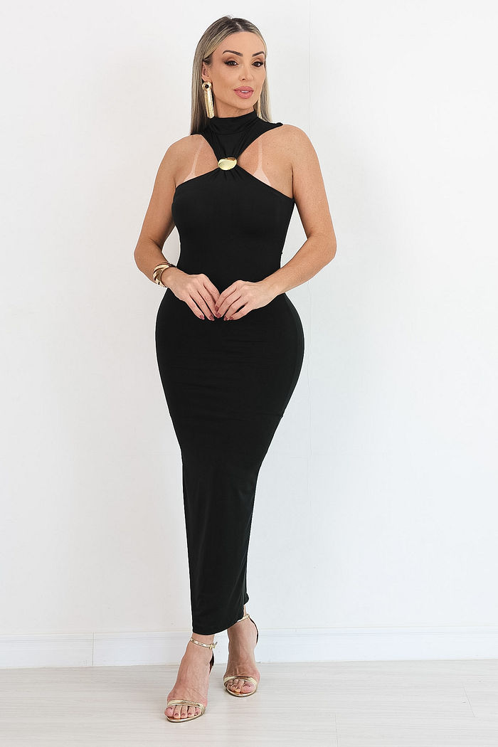 VESTIDO LONGUETE MARLENE - PRETO
