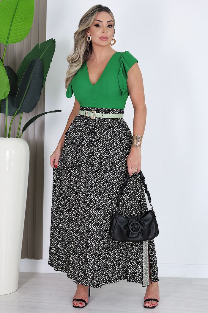 SAIA LONGA C/ FENDA ELZA - FUNDO PRETO