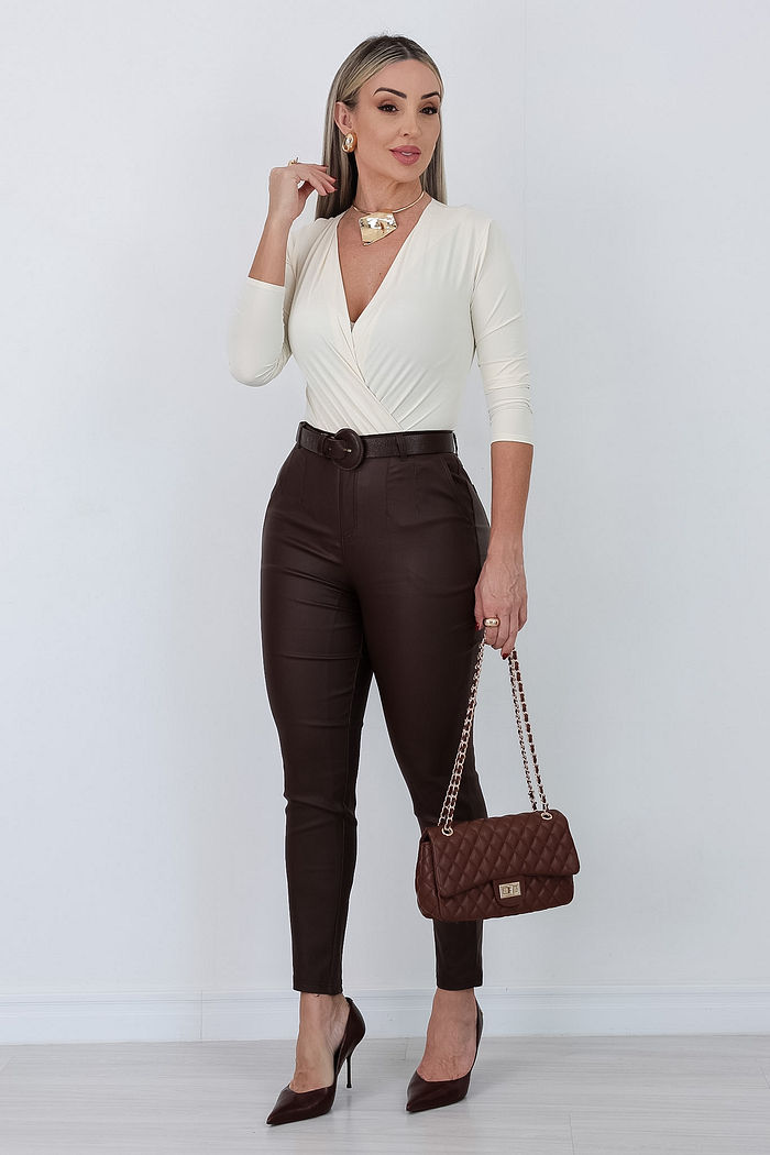 CALÇA RESINADA NATALI - MARROM CAFÉ