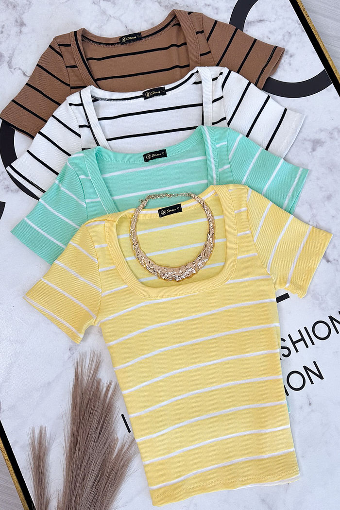 BLUSA LISTRADA MANGA CURTA MARINA