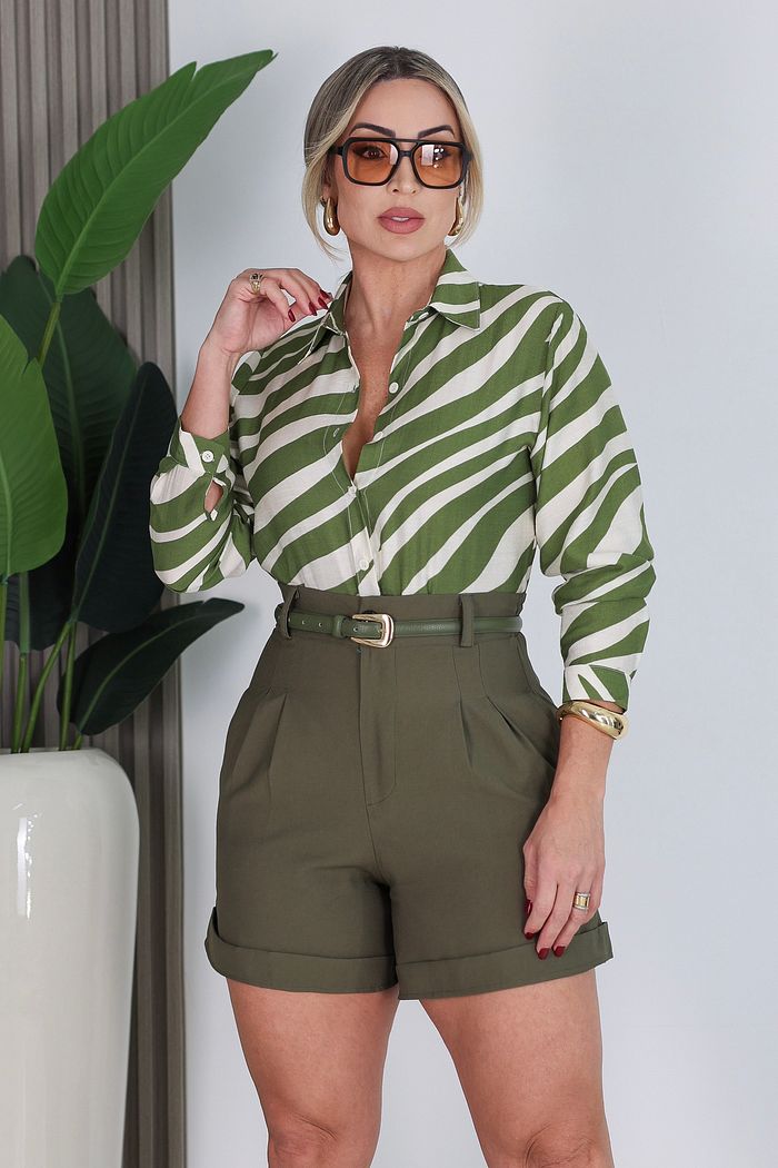 SHORT ALFAIATARIA GODÊ SARA - VERDE MILITAR