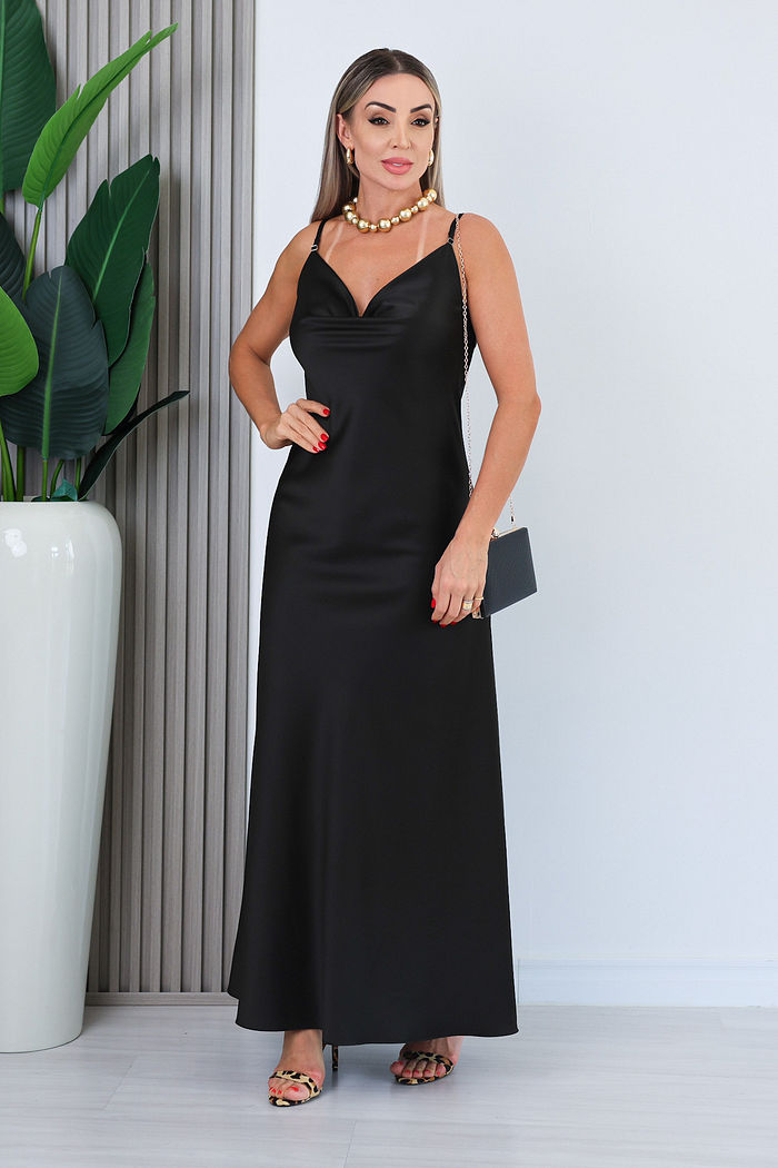 VESTIDO ALÇA FINA ANTONIETA - PRETO