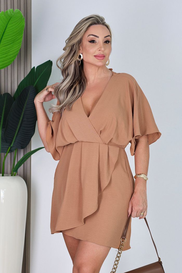 VESTIDO MANGA AMPLA TEREZA - CARAMELO