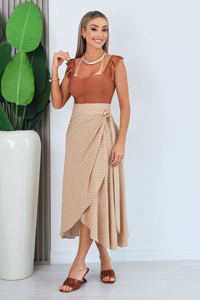 SAIA TRANSPASSADA LUDMILA -  BEGE C/ POA