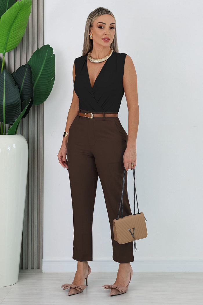 CALÇA ALFAIATARIA KÉSIA - MARROM CAFÉ