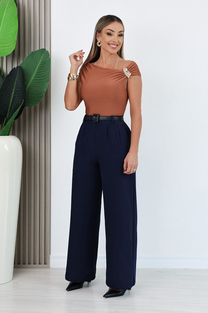 CALÇA PANTALONA ALFAIATARIA CINTIA - AZUL MARINHO