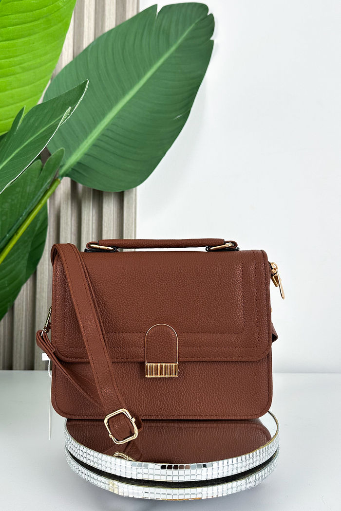 BOLSA COURO ECO AURORA MINI  - CARAMELO