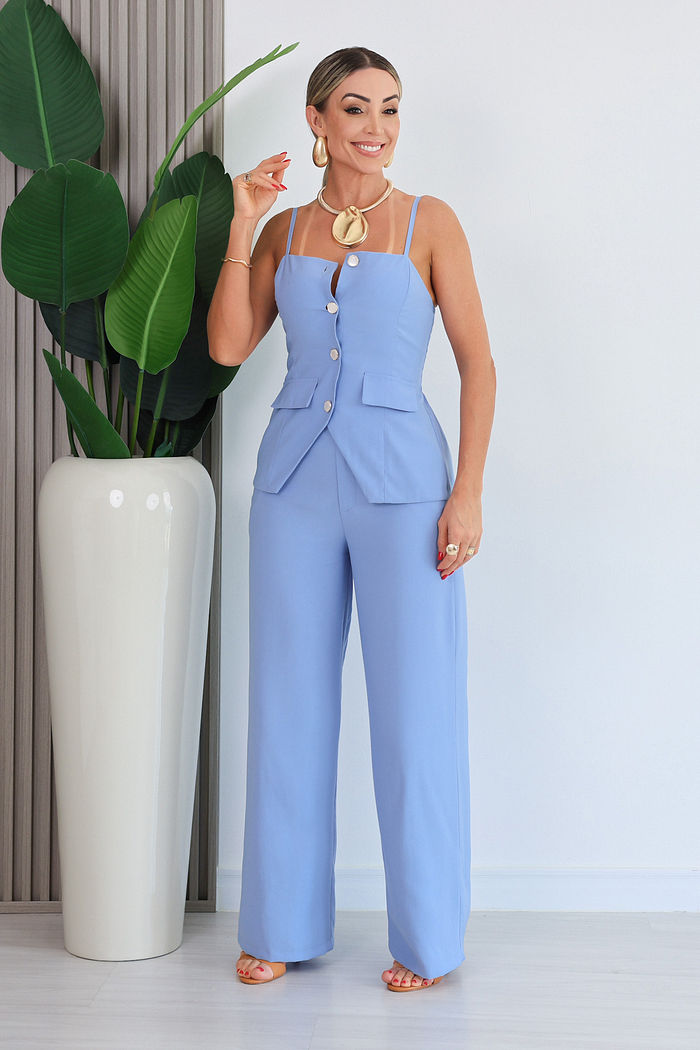 CONJUNTO REGATA E CALÇA JAMILE - AZUL BEBÊ