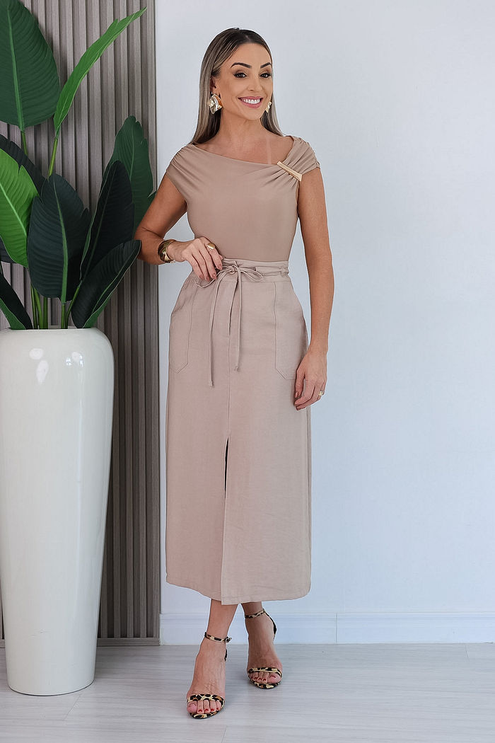 SAIA MIDI MALU - BEGE