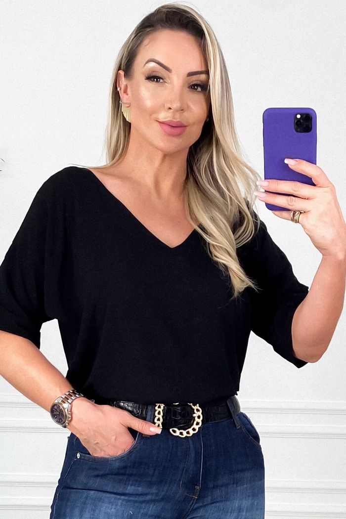 BLUSA AMPLA NIVIA - PRETO