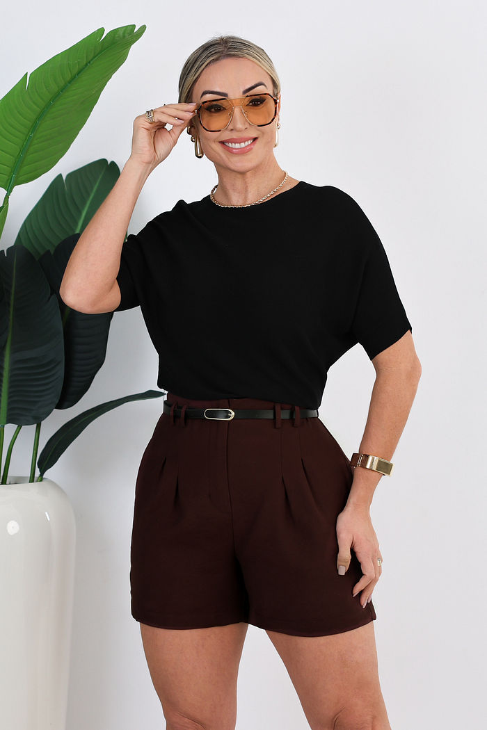 BLUSA MANGA CURTA SUZIANE - PRETO