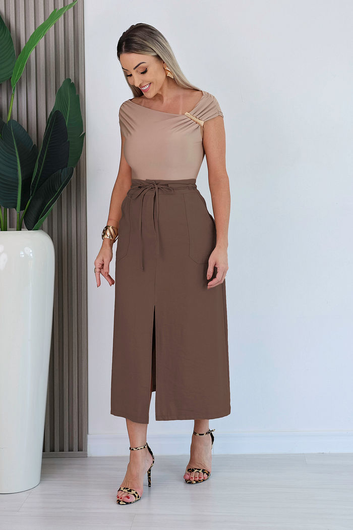 SAIA MIDI MALU - MARROM CAFÉ