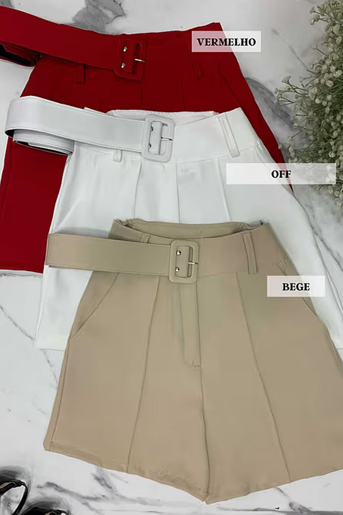 SHORT ALFAIATARIA C/ CINTO PAULA - VERMELHO