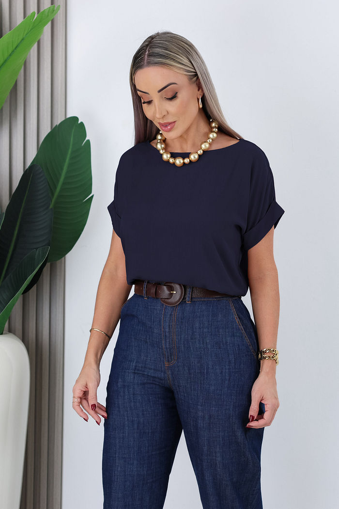 BLUSA AMPLA BIA - AZUL MARINHO