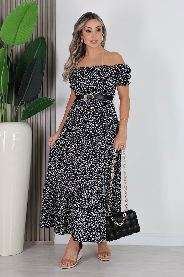 VESTIDO OMBRO A OMBRO SIMONE - ESTAMPA ÚNICA
