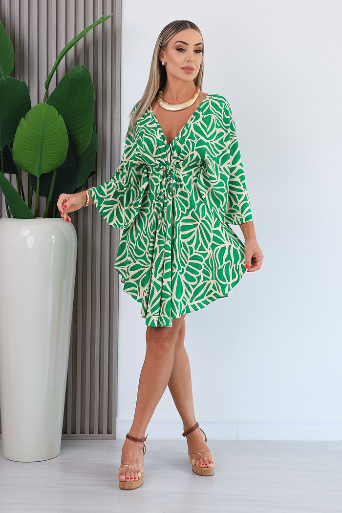 VESTIDO AMPLO REGULÁVEL GABI - VERDE BANDEIRA