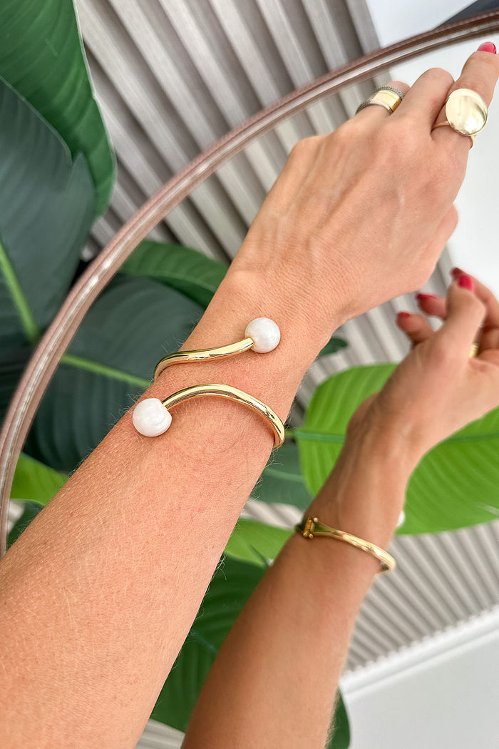 BRACELETE PEROLA DOURADO LINDA