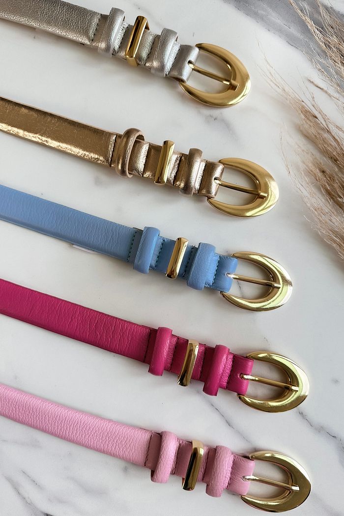 CINTO COURO C/ FIVELA DOURADA LAUREN