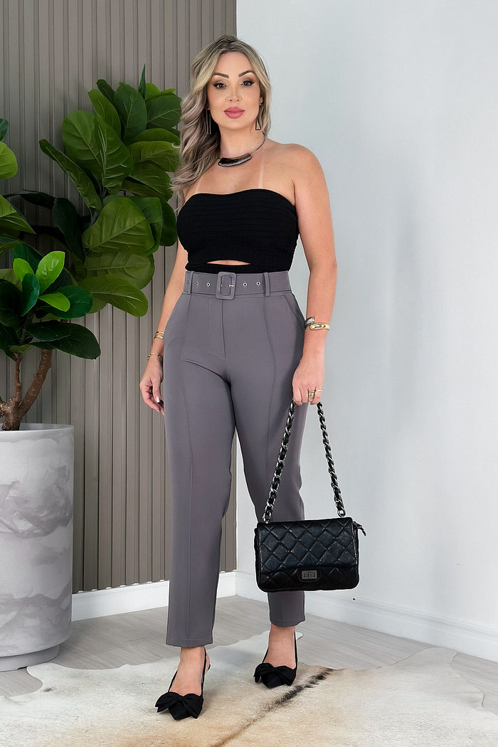 CALÇA  ALFAIATARIA TAMI - CINZA CHUMBO