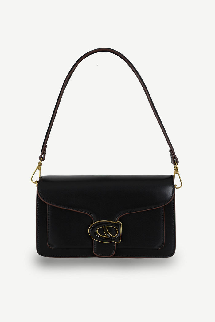 BOLSA COURO ECO GEISA - PRETO C/ MARROM