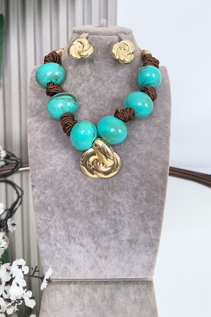 CONJUNTO COLAR E BRINCO TAILÂNDIA - VERDE