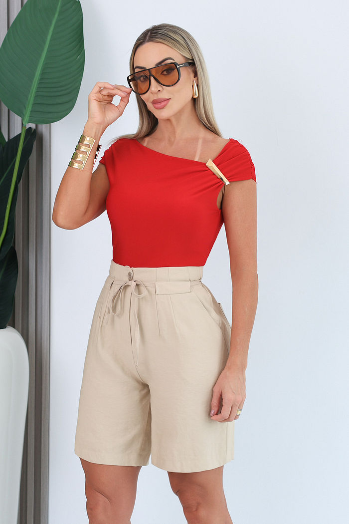 BLUSA C/ FIVELA DOURADO LIANA - VERMELHO