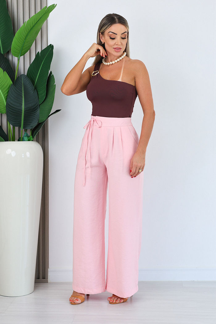 CALÇA PANTALONA MORGANA - ROSA BEBÊ