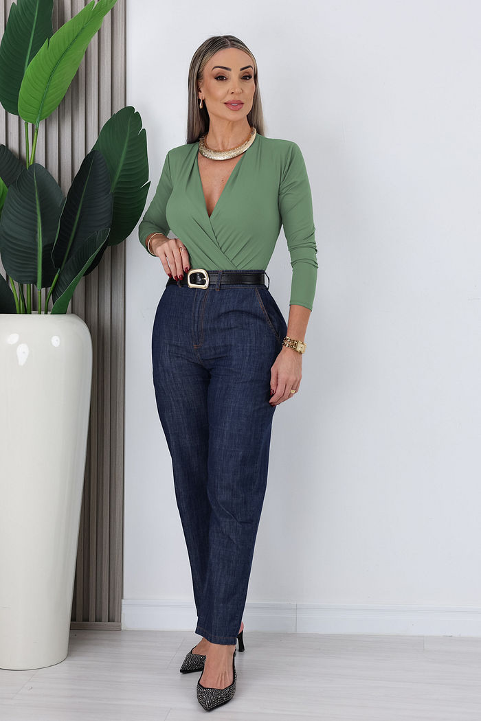 BODY TRANSPASSADO MANGA LONGA CIARA - VERDE