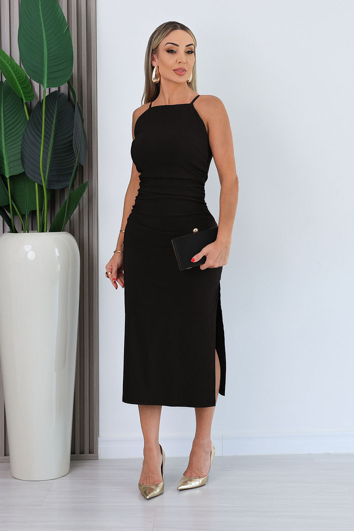 VESTIDO MIDI JOANA - PRETO